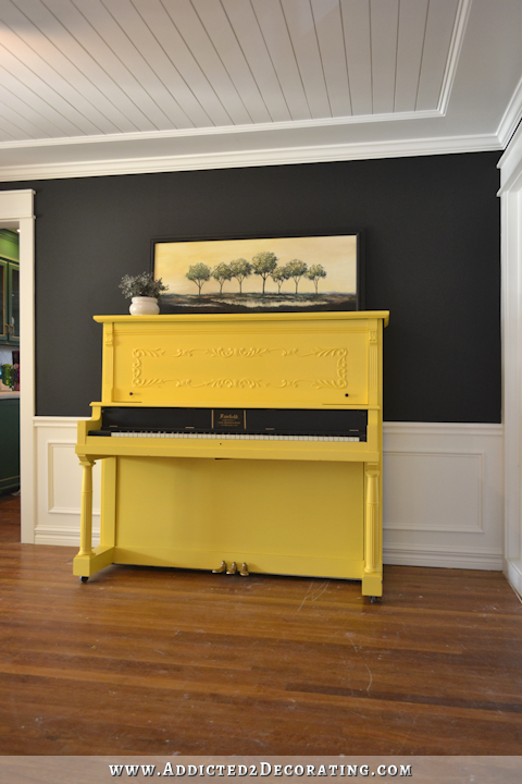 Yellow Piano In A Black & White Music Room