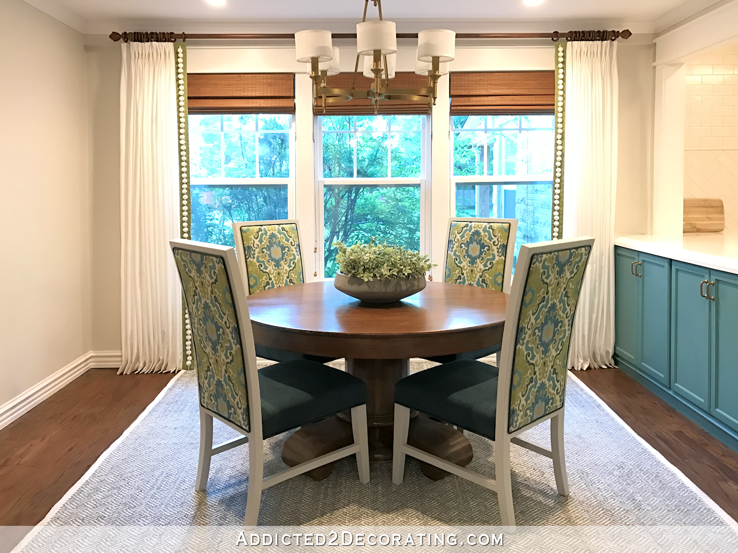 Breakfast Room Progress — New Rug, Finished Curtains and Finished Peninsula