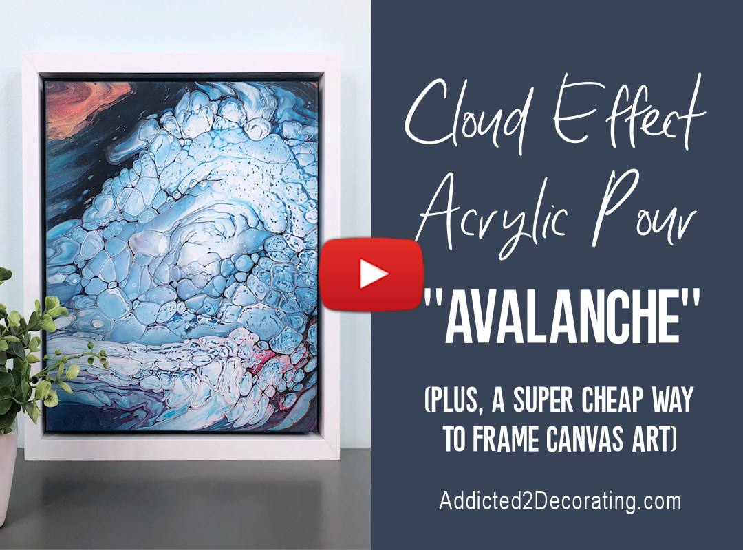 Cloud Effect Acrylic Pour Painting (Plus, A Super Cheap Alternative To Floater Frames For Canvases)