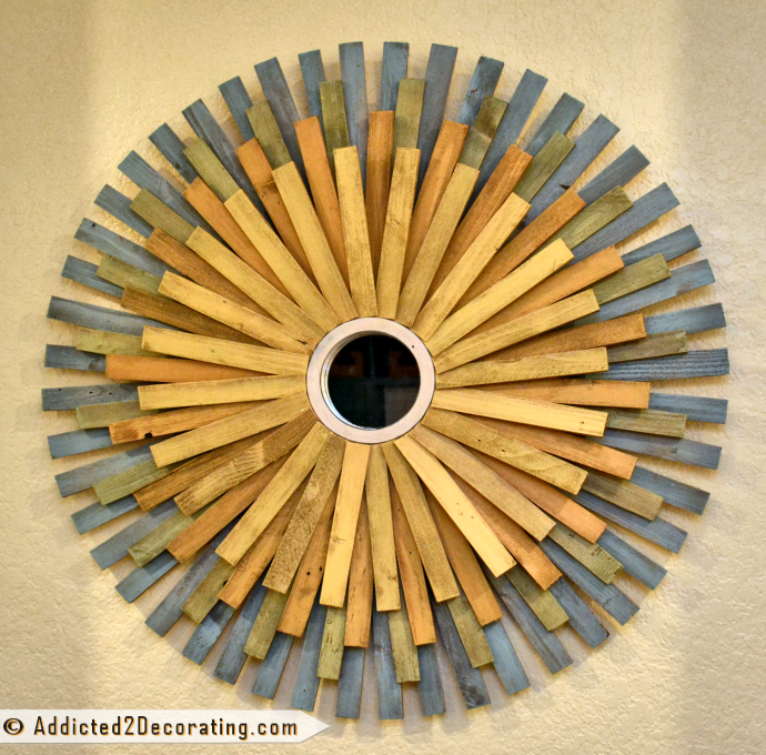 DIY: Large Multi-Colored Wood Shim Sunburst Mirror