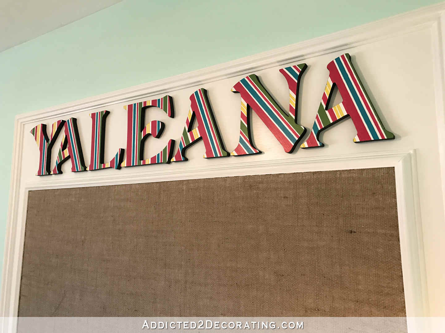 DIY Framed Personalized Fabric-Covered Bulletin Board