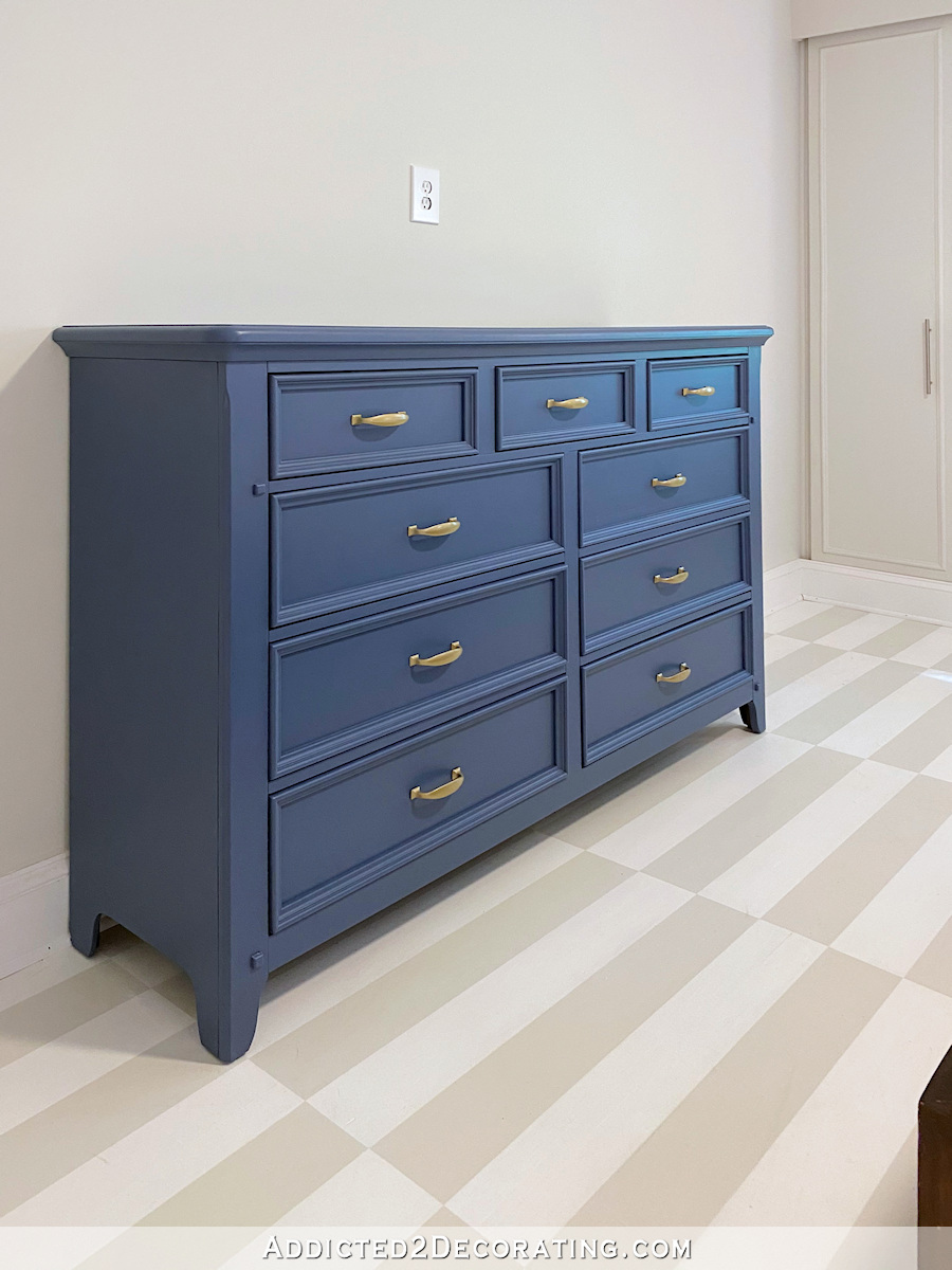 Dresser Makeover – Before & After (A Dark Stained Dresser Painted Blue)
