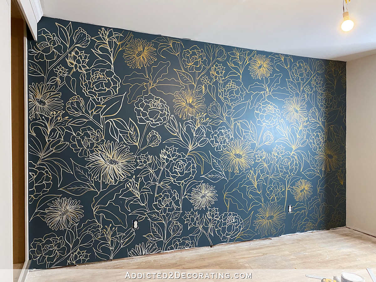 DIY Hand Drawn Floral Line Drawing Wall Mural (Part 1 – Progress)