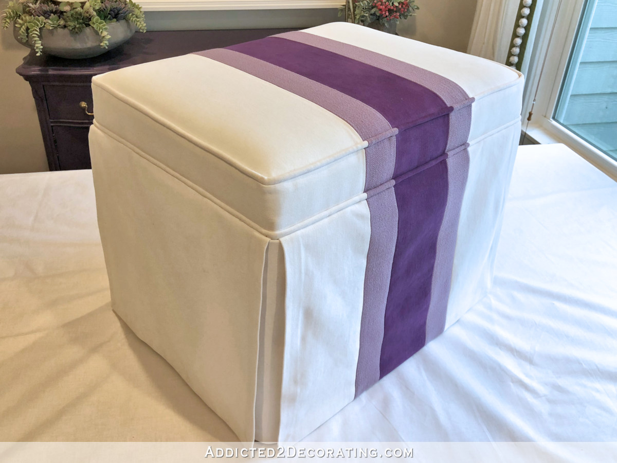 How To Upholster A Striped Skirted Ottoman