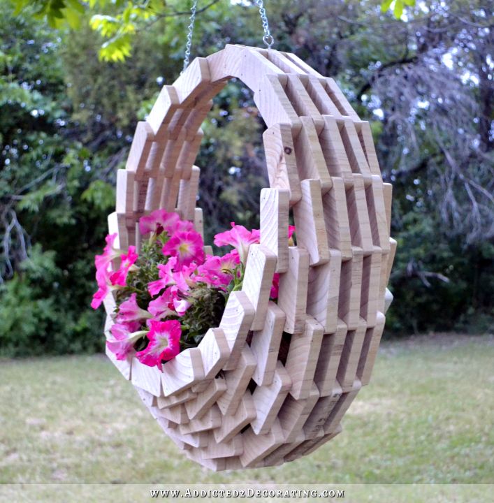 Easy & Inexpensive DIY — Pieced Wood Hanging Flower Basket