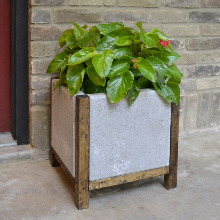 Easy DIY Wood and Concrete Planter
